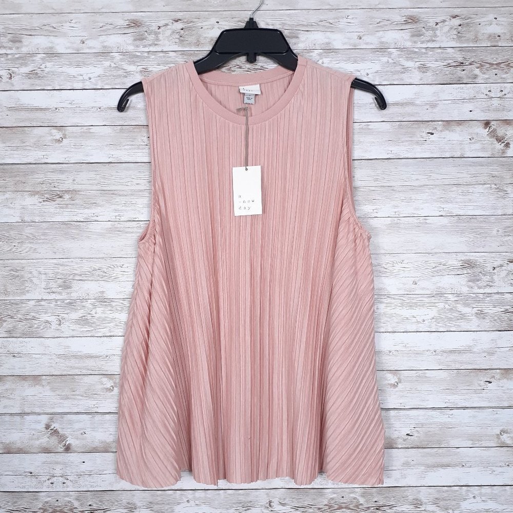 A.New Day Womens Swing Tank Top L Crinkle Pink 703 - Picture 1 of 6